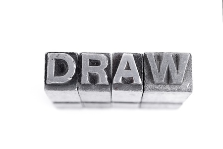 Draw sign,  antique metal letter-press type isolatedの写真素材