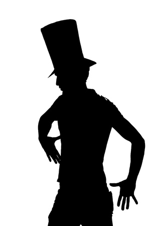 silhouette of a Handsome man with hat salutingの写真素材