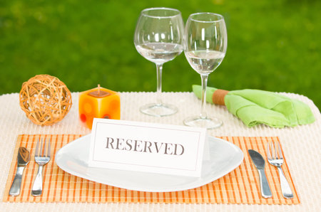 Reserved sign in dinner plate
