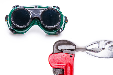 Set of tools over white backgroundの写真素材