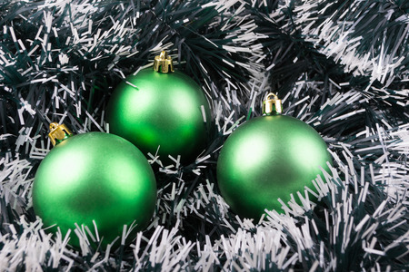 Green christmas ornamentsの写真素材