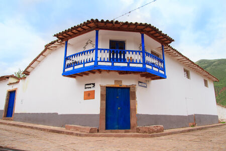 Streets of Pisac in Peru, cobblestone streest in the inca sacred valleyのeditorial素材