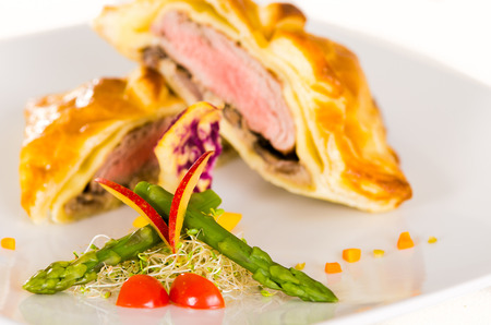 Beef Wellington with saladの写真素材