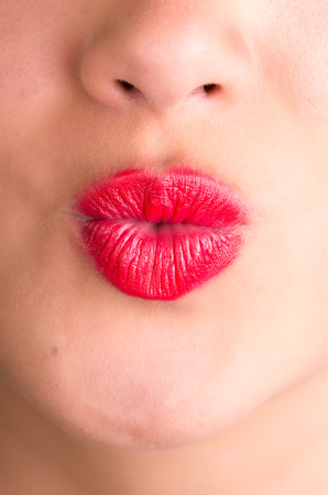 Hipanic red Lips. Beauty, Makeup Detail.の写真素材