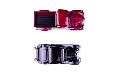 vintage toy cars in white backgroundの写真素材