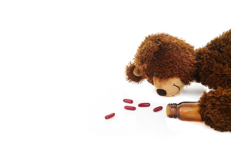 bear taking tabletsの写真素材