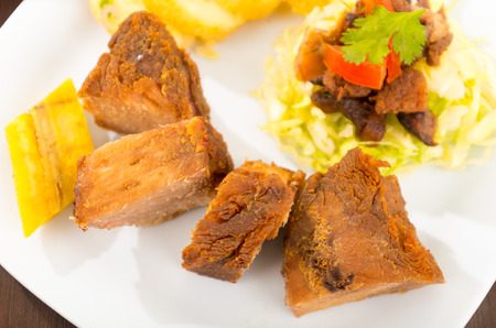 fritada fried pork traditional typical ecuadorian foodの写真素材