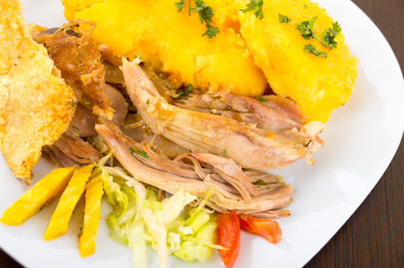 hornado roasted pork typical traditional ecuadorian foodの写真素材