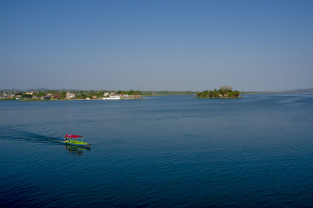lake view isla de flores island guatemala central america