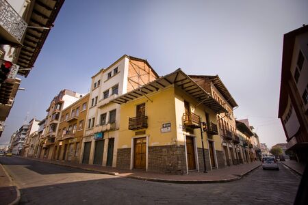 CUENCA, ECUADOR - AUGUST 23, 2010: Beautiful colonial streets in downtown Cuencaのeditorial素材