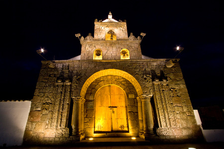 Barbanera Church, the oldest catholic church of Ecuador, located in the province of Chimborazoの写真素材