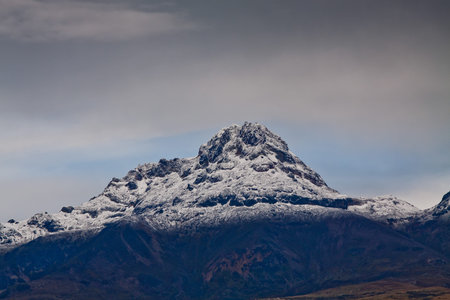 Beautiful Illiniza volcano seen from Cotopaxi volcano in Ecuadorの写真素材