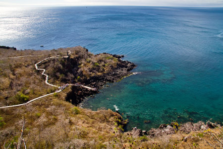 GALAPAGOS, ECUADOR - JULY 18, 2010: Beautiful landscape of Frigate bird hill, San Cristobal Islandのeditorial素材