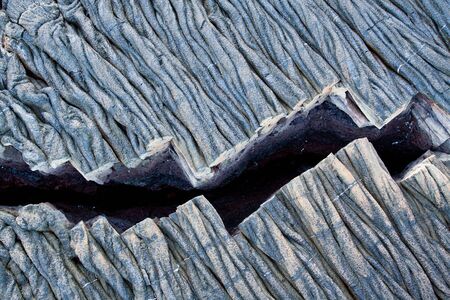 Closeup shot of lava formations in Santiago Island, Galapagos, Ecuadorの写真素材