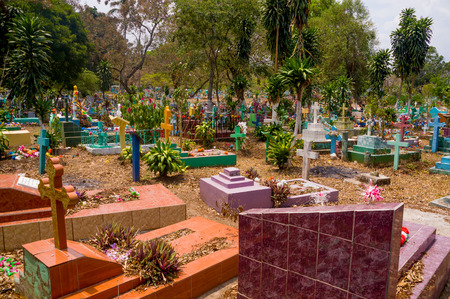 Central american colorful graveyard, cementery at El Salvadorの写真素材