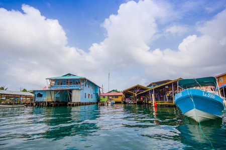 BOCAS DEL TORO, PANAMA - APRIL 23, 2015 : Bocas del Toro is the capital of the province. This city is located on Isla Colon.のeditorial素材