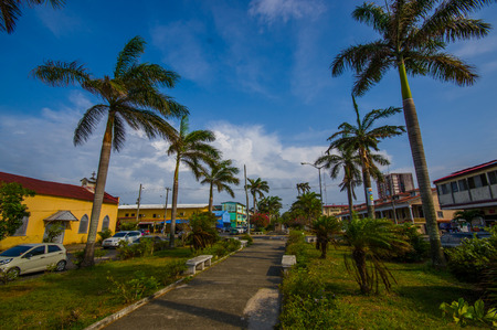 COLON, PANAMA - APRIL 14, 2015 : Colon is a sea port on the Caribbean Sea coast of Panama. The city lies near the Caribbean Sea entrance to the Panama Canal.のeditorial素材
