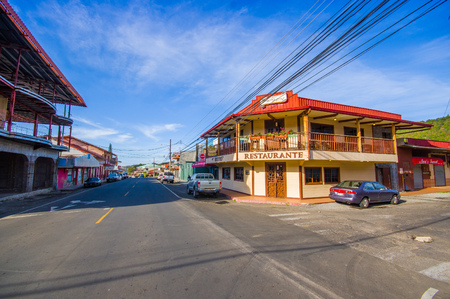 BOQUETE, PANAMA - APRIL 19, 2015 : Boquete is a small town on the Caldera River, in the green mountain highlands of Panamaのeditorial素材