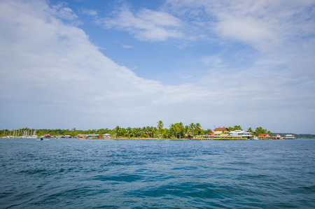 BOCAS DEL TORO, PANAMA - APRIL 23, 2015 : Bocas Town, a pier and oceanview, comprising an archipelago off the Caribbean coast.のeditorial素材