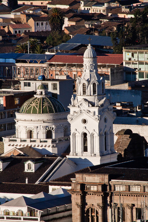Beautiful old colonial church in Quito, Ecuadorの写真素材