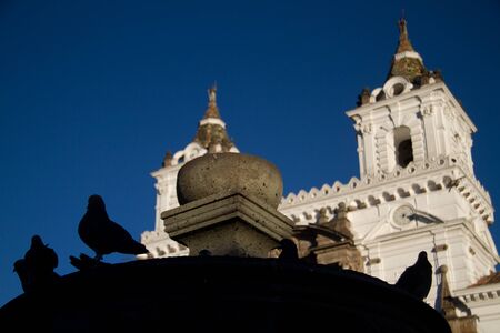 Beautiful view of San Francisco Church in Quito, Ecuadorの写真素材