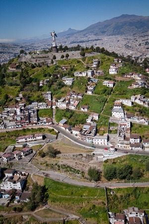 Statue of the Virgin of Quito in Panecillo hill, Quito, Ecuadorの写真素材