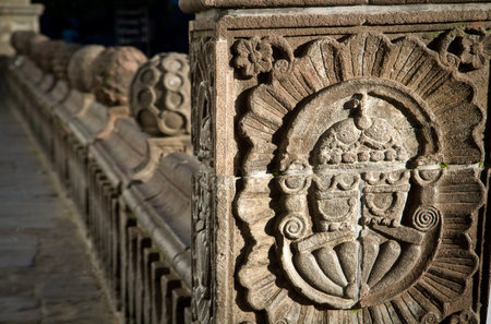 Detail of baroque art architecture in the Cathedral church in Quito, Ecuador