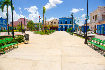 SANCTI SPIRITUS, CUBA - SEPTEMBER 5, 2015: Main square in Sancti Spiritus, a municipality and capital city of the province of Sancti Spiritus in central Cuba.のeditorial素材