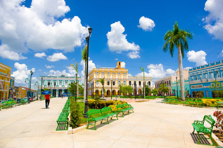 SANCTI SPIRITUS, CUBA - SEPTEMBER 5, 2015: Main square in Sancti Spiritus, a municipality and...