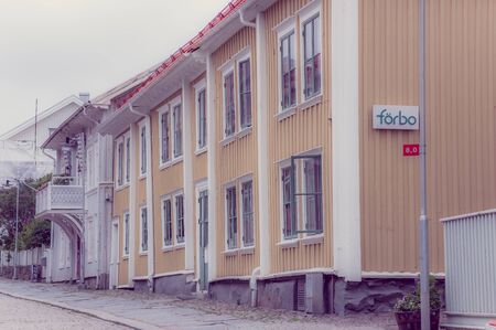 MARSTRAND, SWEDEN - JUNE 21, 2015: Beautiful view of the houses in Marstrand, picturesque and popular sailing island in west Swedenのeditorial素材