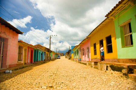TRINIDAD, CUBA - SEPTEMBER 8, 2015: Cclonial streets, a perfectly preserved Spanish colonial settlement.のeditorial素材