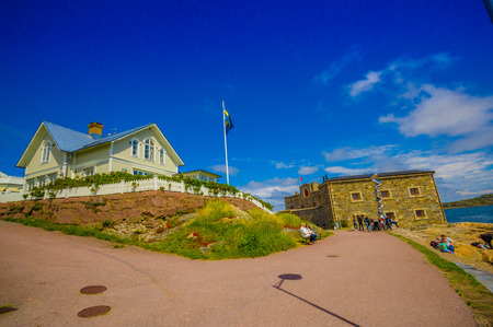 MARSTRAND, SWEDEN - JUNE 21, 2015: Strandverket, art museum in the popular sailing island of Marstrandのeditorial素材