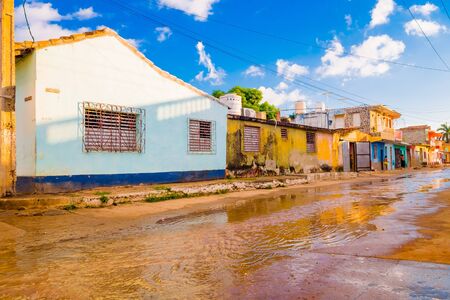 TRINIDAD, CUBA - SEPTEMBER 8, 2015: Flooded streets in the Cuban city of Trinidad a perfectly preserved Spanish colonial settlement.のeditorial素材