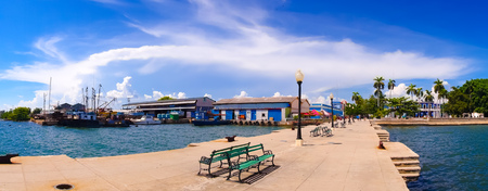TRINIDAD, CUBA - SEPTEMBER 12, 2015: Pier of Cienfuegos, a charming waterfront city situated on the bay of the same name.のeditorial素材
