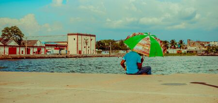 TRINIDAD, CUBA - SEPTEMBER 12, 2015: Pier of Cienfuegos, a charming waterfront city situated on the bay of the same name.のeditorial素材