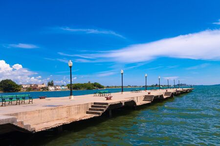 TRINIDAD, CUBA - SEPTEMBER 12, 2015: Pier of Cienfuegos, a charming waterfront city situated on the bay of the same name.のeditorial素材