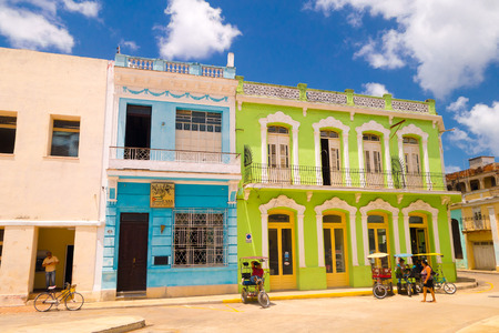 CAMAGUEY, CUBA - SEPTEMBER 4, 2015: Street view of UNESCO heritage city centre, old square.のeditorial素材