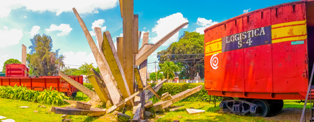 SANTA CLARA, CUBA - SEPTEMBER 08, 2015: Memorial of train packed with government soldiers captured by Che Guevara's forces during the revolution.のeditorial素材