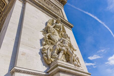 Detail of Arc de Triomphe de l'Etoile, Triumphal Arc of the Star, Paris, Franceの写真素材