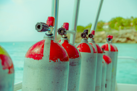 scuba diving air tankの写真素材