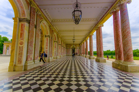 PARIS, FRANCE - JUNE 1, 2015: Impressive view of Grand Trianon in Versailles Palace near Paris, Franceのeditorial素材