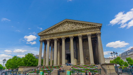 Paris, France - June 1, 2015: La Madeleine Church in the 8th arrondissement of Paris, originally desogned as a temple to the glory of Napoleon's armyのeditorial素材