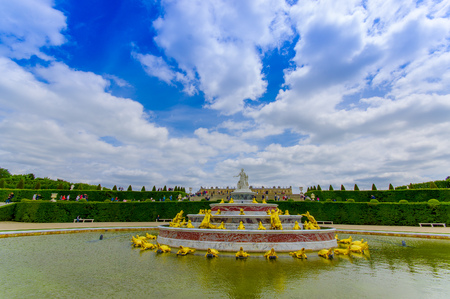 Paris, France - June 1, 2015: Bassin de Latone in the beautiful Gardens in the Palace of Versailles, near Paris, Franceのeditorial素材