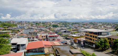 Great overview showing the city of Tena from above, located in Ecuadorian amazon region.の写真素材