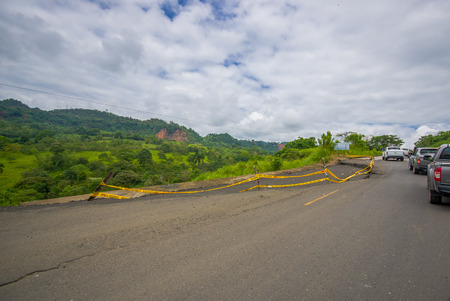 Portoviejo, Ecuador - April, 18, 2016: HIghway collapsed after 7.8 earthquake.のeditorial素材