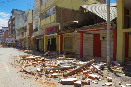 Portoviejo, Ecuador - April, 18, 2016: Rescue team making recovery efforts after 7.8 earthquake.のeditorial素材