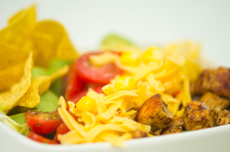 Closeup elegant serving of pasta and meatballs inside white bowl.の写真素材