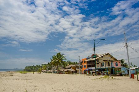 Muisne, Ecuador - March 16, 2016: Downtown Muisne city, small charming town located in the northern Ecuadorian coastline.のeditorial素材