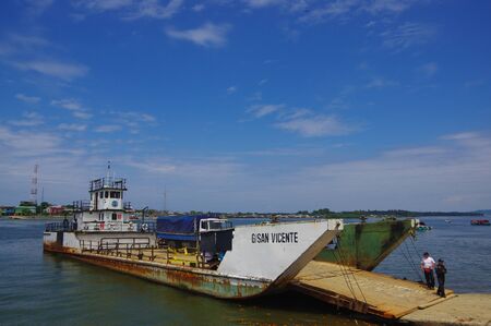 Muisne, Ecuador - March 16, 2016: Downtown Muisne city, small charming town located in the northern Ecuadorian coastline.のeditorial素材