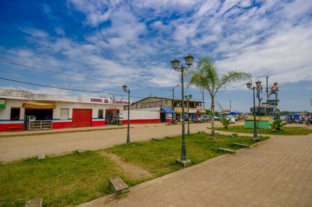 Muisne, Ecuador - March 16, 2016: Downtown Muisne city, small town located in the northern Ecuadorian coastline.のeditorial素材
